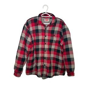 Wrangler Plaid Sherpa Lined Flannel Shirt Jacket Mens Large Chore Outdoor‎ Barn